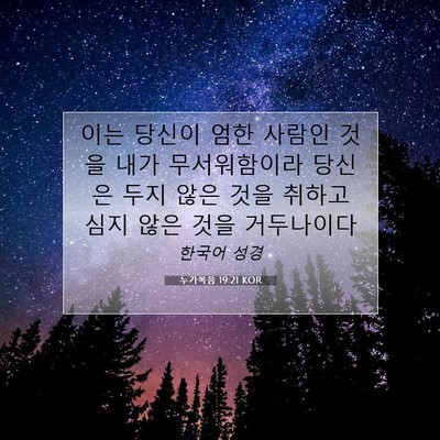 Picture 07 - 누가복음 19:21 KOR - 이는 당신이 엄한 사람인 것을 내가 - Bible Verse Picture