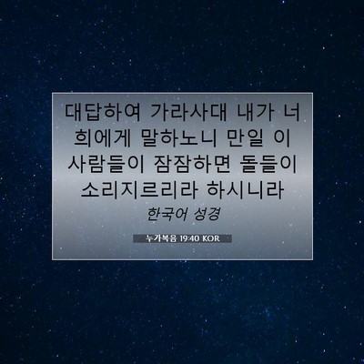Picture 07 - 누가복음 19:40 KOR - 대답하여 가라사대 내가 너희에게 - Bible Verse Picture