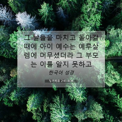 Picture 07 - 누가복음 2:43 KOR - 그 날들을 마치고 돌아갈 때에 아이 - Bible Verse Picture