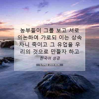 Picture 07 - 누가복음 20:14 KOR - 농부들이 그를 보고 서로 의논하여 - Bible Verse Picture