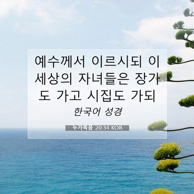 Picture 07 - 누가복음 20:34 KOR - 예수께서 이르시되 이 세상의 - Bible Verse Picture