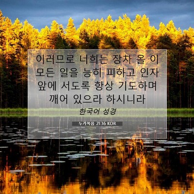 Picture 07 - 누가복음 21:36 KOR - 이러므로 너희는 장차 올 이 모든 - Bible Verse Picture