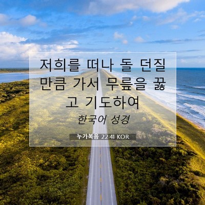Picture 07 - 누가복음 22:41 KOR - 저희를 떠나 돌 던질만큼 가서 - Bible Verse Picture