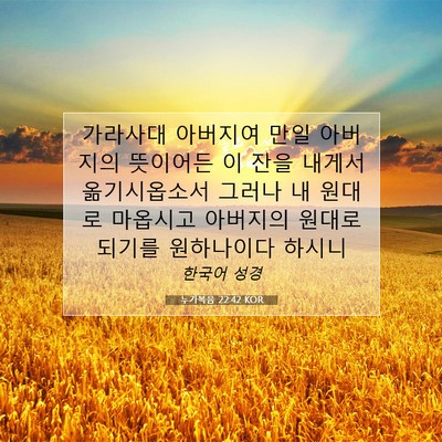 Picture 07 - 누가복음 22:42 KOR - 가라사대 아버지여 만일 아버지의 - Bible Verse Picture