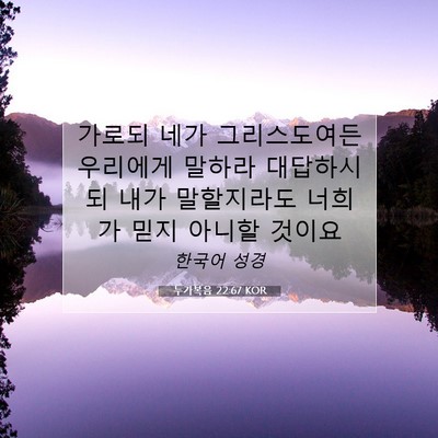 Picture 07 - 누가복음 22:67 KOR - 가로되 네가 그리스도여든 우리에게 - Bible Verse Picture