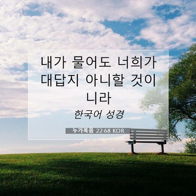 Picture 07 - 누가복음 22:68 KOR - 내가 물어도 너희가 대답지 아니할 - Bible Verse Picture