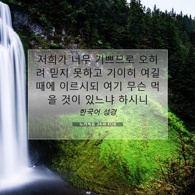 Picture 07 - 누가복음 24:41 KOR - 저희가 너무 기쁘므로 오히려 믿지 - Bible Verse Picture