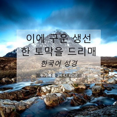 Picture 07 - 누가복음 24:42 KOR - 이에 구운 생선 한 토막을 - Bible Verse Picture