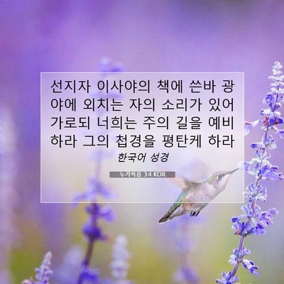 Picture 07 - 누가복음 3:4 KOR - 선지자 이사야의 책에 쓴바 광야에 - Bible Verse Picture