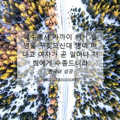 Picture 07 - 누가복음 4:39 KOR - 예수께서 가까이 서서 열병을 - Bible Verse Picture