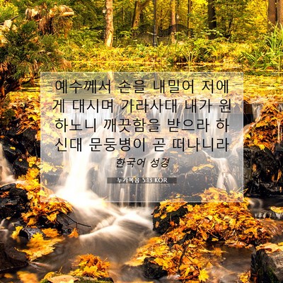 Picture 07 - 누가복음 5:13 KOR - 예수께서 손을 내밀어 저에게 대시며 - Bible Verse Picture