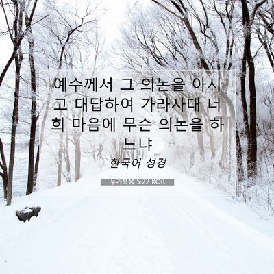 Picture 07 - 누가복음 5:22 KOR - 예수께서 그 의논을 아시고 대답하여 - Bible Verse Picture