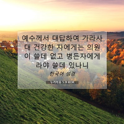Picture 07 - 누가복음 5:31 KOR - 예수께서 대답하여 가라사대 건강한 - Bible Verse Picture