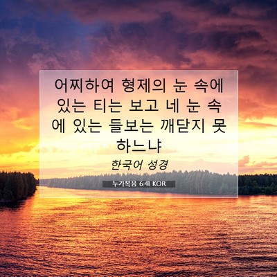 Picture 07 - 누가복음 6:41 KOR - 어찌하여 형제의 눈 속에 있는 티는 - Bible Verse Picture