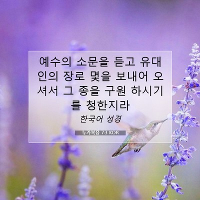 Picture 07 - 누가복음 7:3 KOR - 예수의 소문을 듣고 유대인의 장로 - Bible Verse Picture