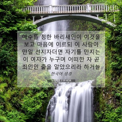 Picture 07 - 누가복음 7:39 KOR - 예수를 청한 바리새인이 이것을 보고 - Bible Verse Picture