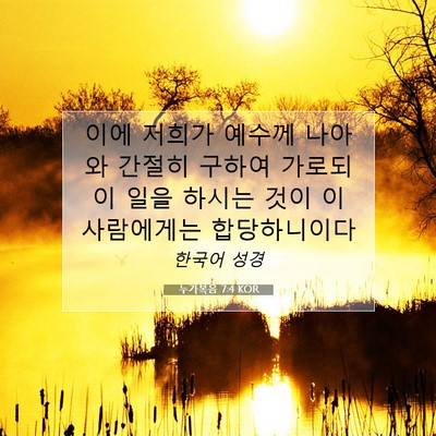 Picture 07 - 누가복음 7:4 KOR - 이에 저희가 예수께 나아와 간절히 - Bible Verse Picture
