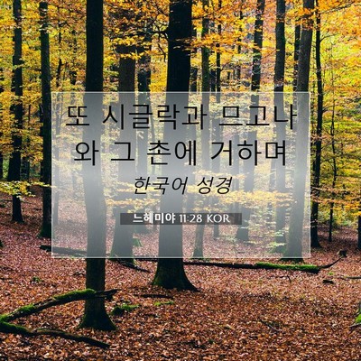 Picture 07 - 느헤미야 11:28 KOR - 또 시글락과 므고나와 그 촌에 - Bible Verse Picture