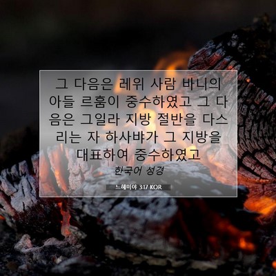 Picture 07 - 느헤미야 3:17 KOR - 그 다음은 레위 사람 바니의 아들 - Bible Verse Picture