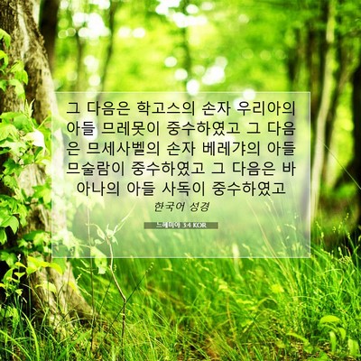 Picture 07 - 느헤미야 3:4 KOR - 그 다음은 학고스의 손자 우리아의 - Bible Verse Picture