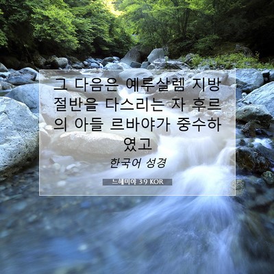 Picture 07 - 느헤미야 3:9 KOR - 그 다음은 예루살렘 지방 절반을 - Bible Verse Picture
