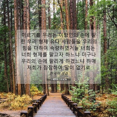 Picture 07 - 느헤미야 5:8 KOR - 이르기를 우리는 이방인의 손에 팔린 - Bible Verse Picture