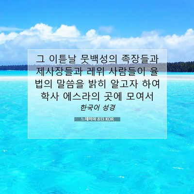 Picture 07 - 느헤미야 8:13 KOR - 그 이튿날 뭇백성의 족장들과 - Bible Verse Picture