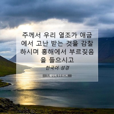 Picture 07 - 느헤미야 9:9 KOR - 주께서 우리 열조가 애굽에서 고난 - Bible Verse Picture
