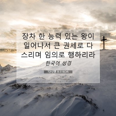 Picture 07 - 다니엘 11:3 KOR - 장차 한 능력 있는 왕이 일어나서 큰 - Bible Verse Picture
