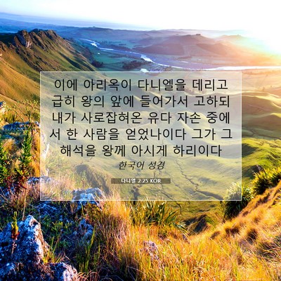 Picture 07 - 다니엘 2:25 KOR - 이에 아리옥이 다니엘을 데리고 급히 - Bible Verse Picture