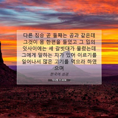 Picture 07 - 다니엘 7:5 KOR - 다른 짐승 곧 둘째는 곰과 같은데 - Bible Verse Picture