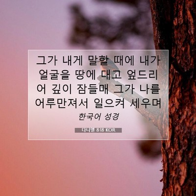 Picture 07 - 다니엘 8:18 KOR - 그가 내게 말할 때에 내가 얼굴을 - Bible Verse Picture