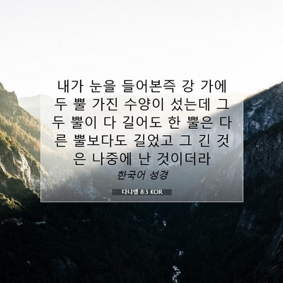 Picture 07 - 다니엘 8:3 KOR - 내가 눈을 들어본즉 강 가에 두 뿔 - Bible Verse Picture