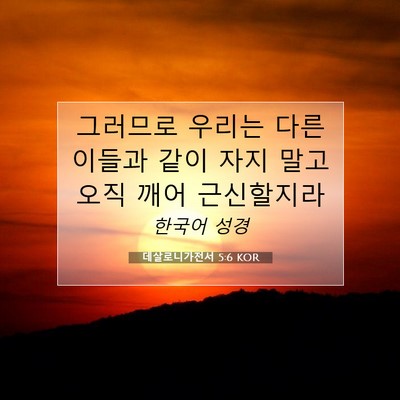 Picture 07 - 데살로니가전서 5:6 KOR - 그러므로 우리는 다른 이들과 같이 - Bible Verse Picture