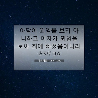 Picture 07 - 디모데전서 2:14 KOR - 아담이 꾀임을 보지 아니하고 여자가 - Bible Verse Picture