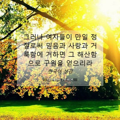 Picture 07 - 디모데전서 2:15 KOR - 그러나 여자들이 만일 정절로써 - Bible Verse Picture