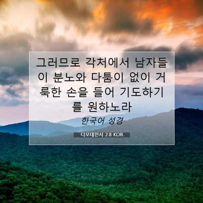 Picture 07 - 디모데전서 2:8 KOR - 그러므로 각처에서 남자들이 분노와 - Bible Verse Picture