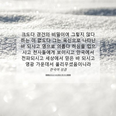 Picture 07 - 디모데전서 3:16 KOR - 크도다 경건의 비밀이여 그렇지 않다 - Bible Verse Picture