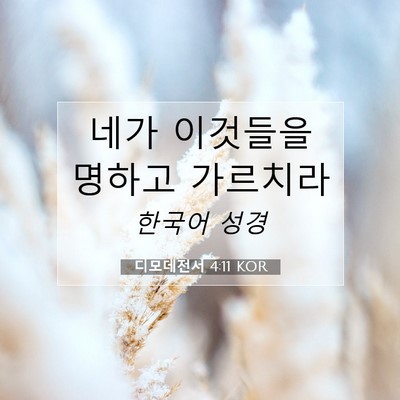 Picture 07 - 디모데전서 4:11 KOR - 네가 이것들을 명하고 - Bible Verse Picture