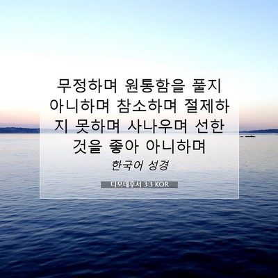 Picture 07 - 디모데후서 3:3 KOR - 무정하며 원통함을 풀지 아니하며 - Bible Verse Picture