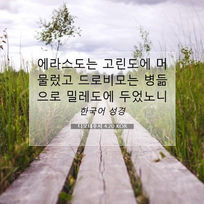 Picture 07 - 디모데후서 4:20 KOR - 에라스도는 고린도에 머물렀고 - Bible Verse Picture