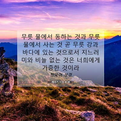Picture 07 - 레위기 11:10 KOR - 무릇 물에서 동하는 것과 무릇 - Bible Verse Picture