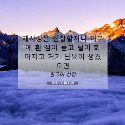 Picture 07 - 레위기 13:10 KOR - 제사장은 진찰할지니 피부에 흰 점이 - Bible Verse Picture