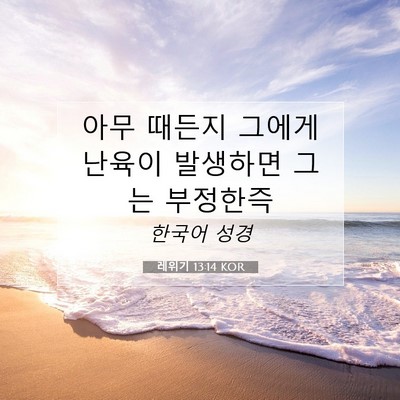 Picture 07 - 레위기 13:14 KOR - 아무 때든지 그에게 난육이 발생하면 - Bible Verse Picture