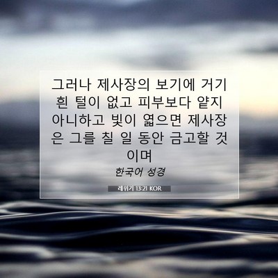 Picture 07 - 레위기 13:21 KOR - 그러나 제사장의 보기에 거기 흰 - Bible Verse Picture