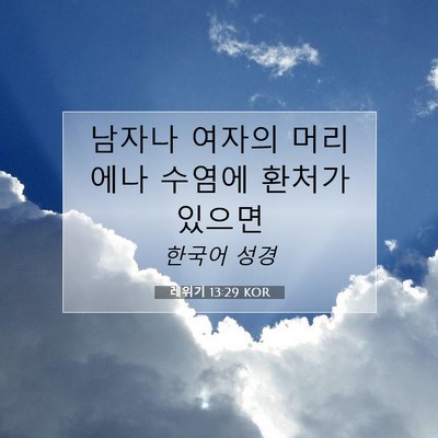 Picture 07 - 레위기 13:29 KOR - 남자나 여자의 머리에나 수염에 - Bible Verse Picture