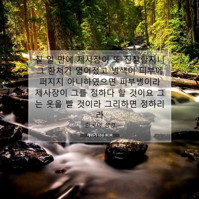 Picture 07 - 레위기 13:6 KOR - 칠 일 만에 제사장이 또 진찰할지니 - Bible Verse Picture