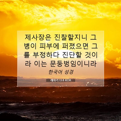 Picture 07 - 레위기 13:8 KOR - 제사장은 진찰할지니 그 병이 피부에 - Bible Verse Picture