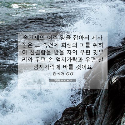 Picture 07 - 레위기 14:25 KOR - 속건제의 어린 양을 잡아서 제사장은 - Bible Verse Picture