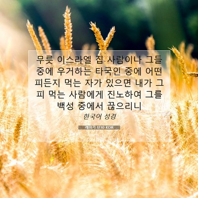 Picture 07 - 레위기 17:10 KOR - 무릇 이스라엘 집 사람이나 그들 - Bible Verse Picture